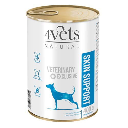 4VETS Natural Veterinary Exclusive Konzerv Bőrbetegségben Szenvedő Kutyáknak 400g