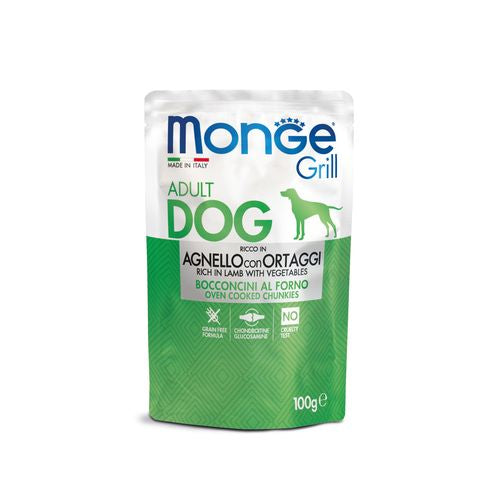 MONGE Grill Adult Dog 100g Alutasak Bárány Zöldségekkel Felnőtt Kutyáknak