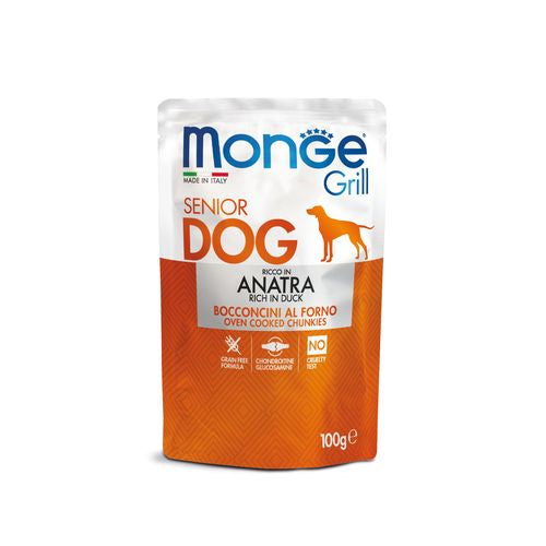 MONGE Grill Senior Dog 100g Alutasak Kacsával Senior Kutyáknak