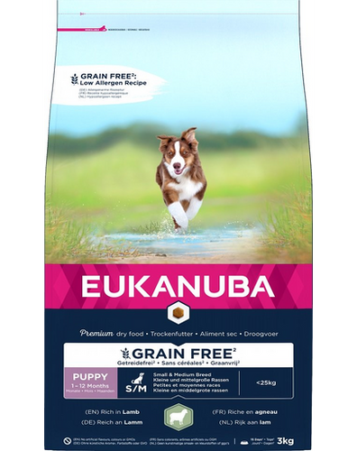 EUKANUBA Grain Free Puppy S/M Bárány 3kg