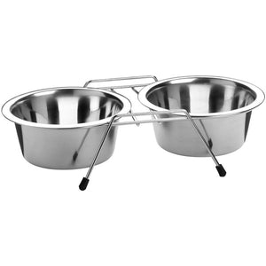 Twin feeding bowl stainless steel